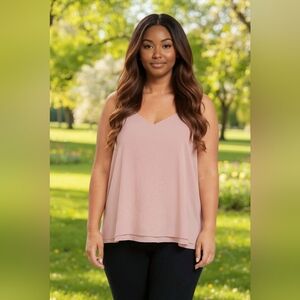 Torrid Size 2X Pink Chiffon Camisole Top Women’s Plus Layered Sleeveless Blouse